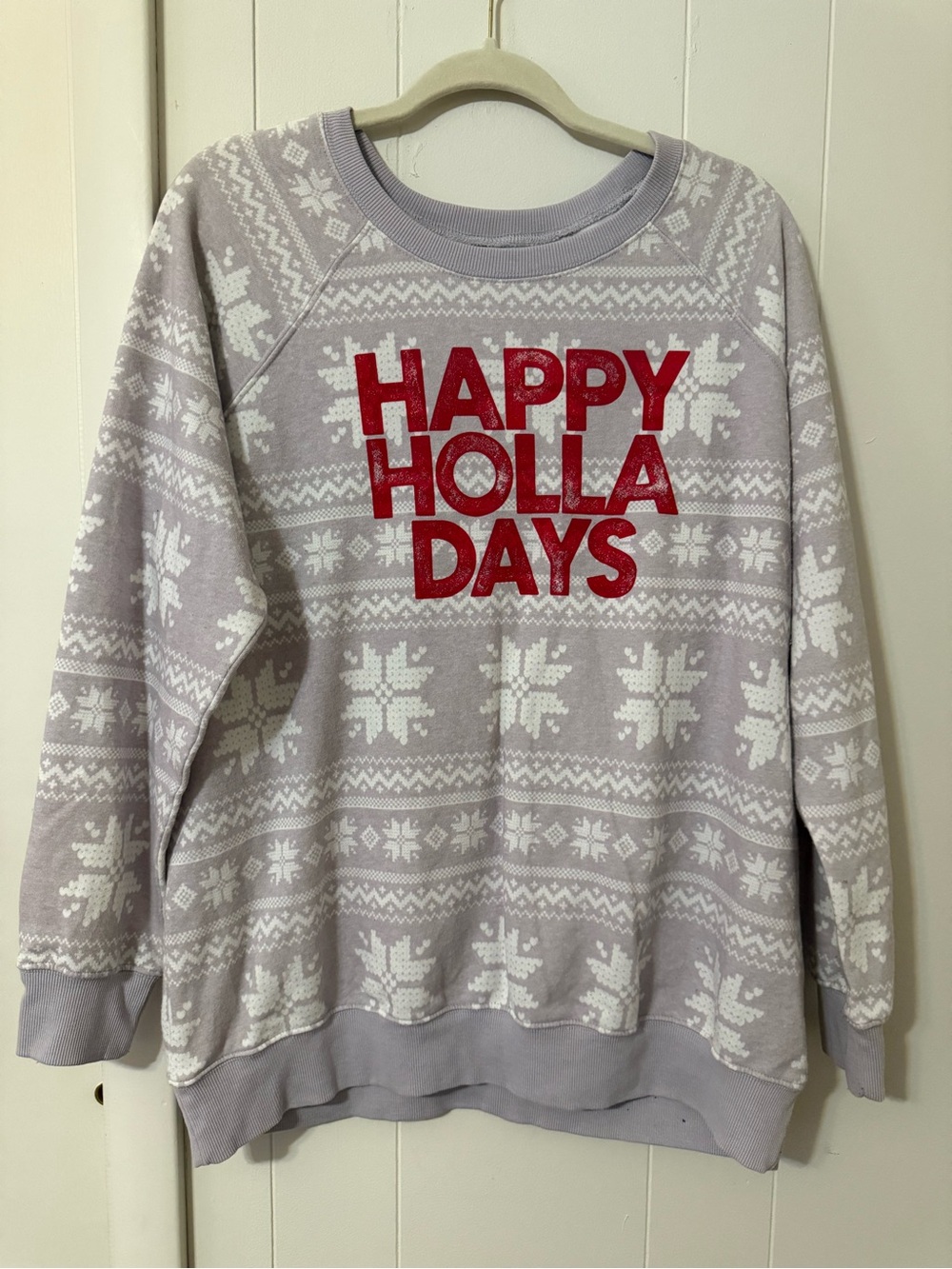 torrid Lavender & White 'Happy Holla Days' Holiday Sweatshirt